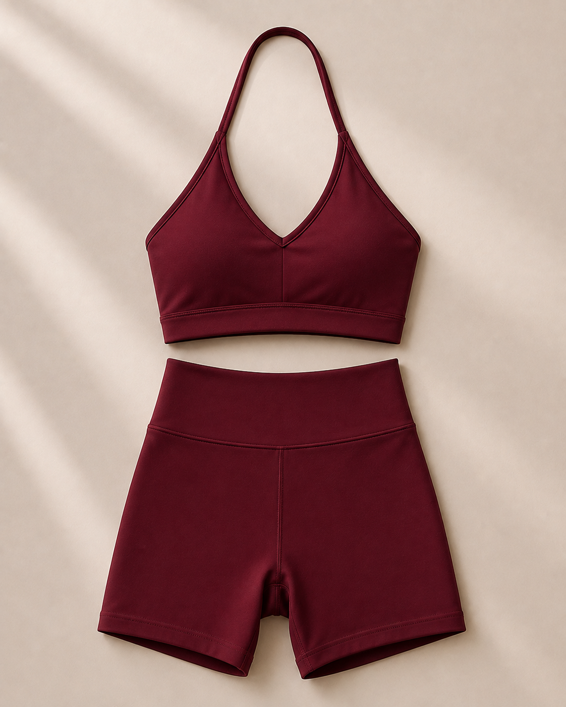 Women’s 2-Piece Halter Yoga Set – Sports Bra & High-Waisted Shorts