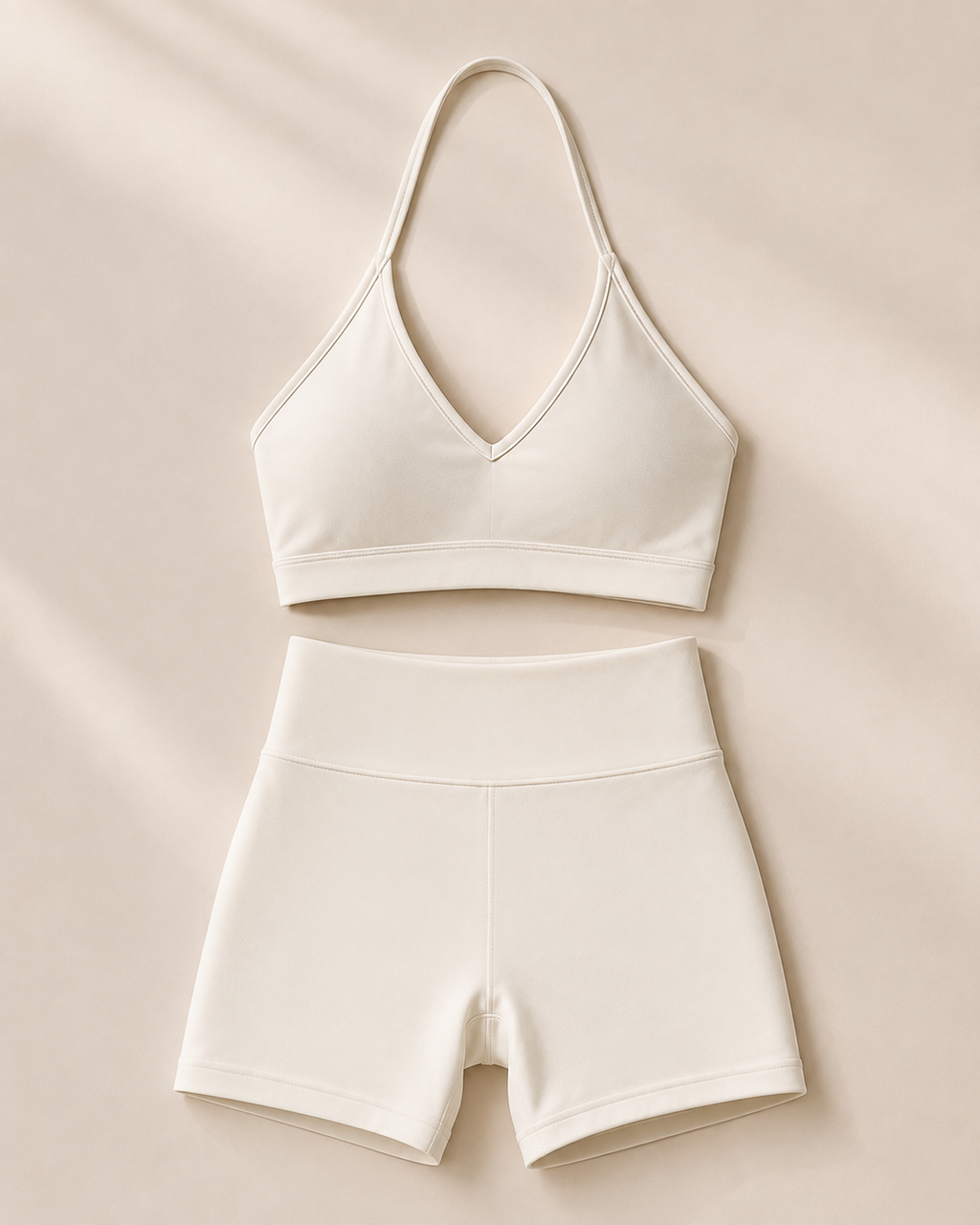 Women’s 2-Piece Halter Yoga Set – Sports Bra & High-Waisted Shorts