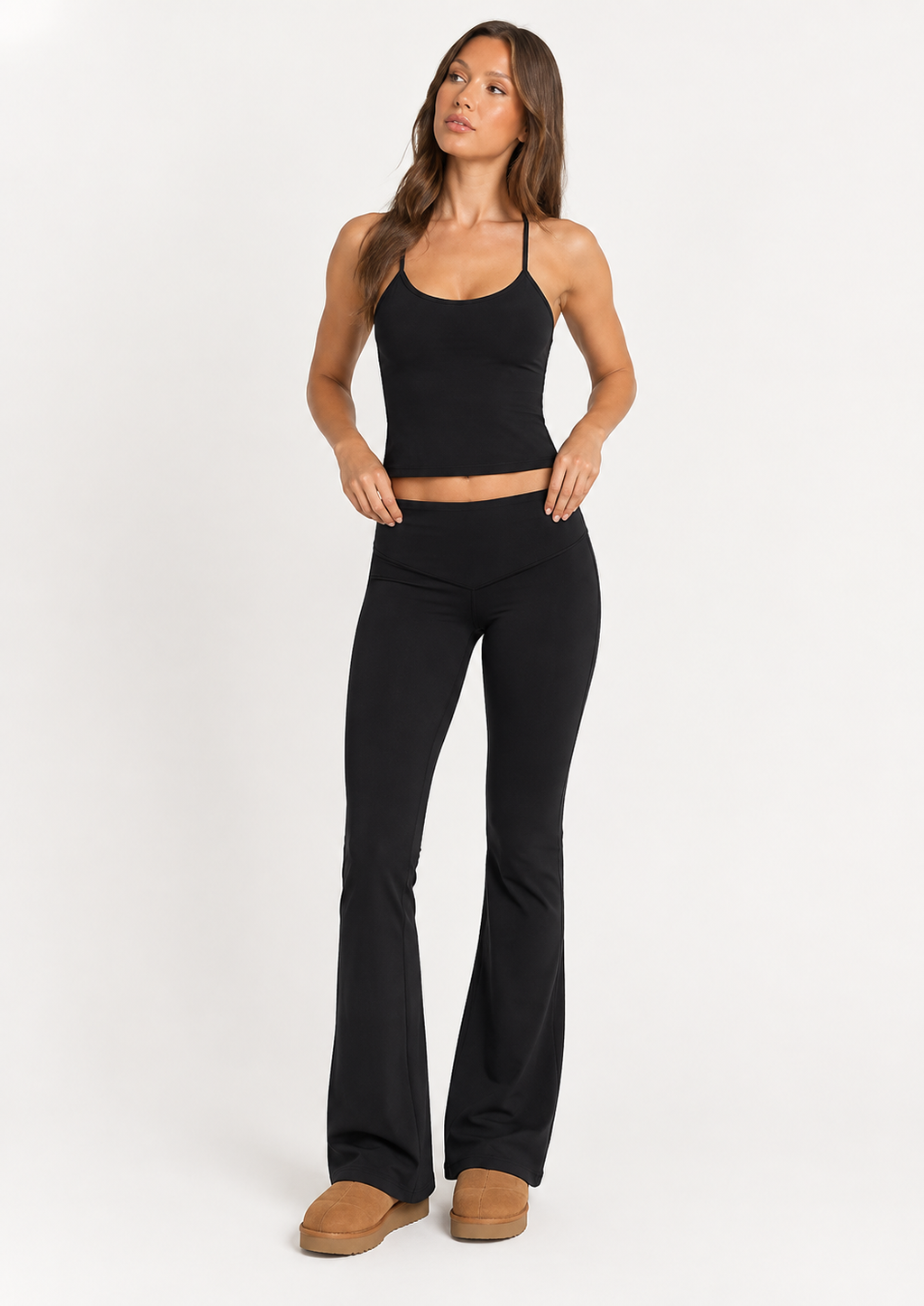 Aurelle Sculpt 2-Piece Set – Open-Back Top & Flared Leggings