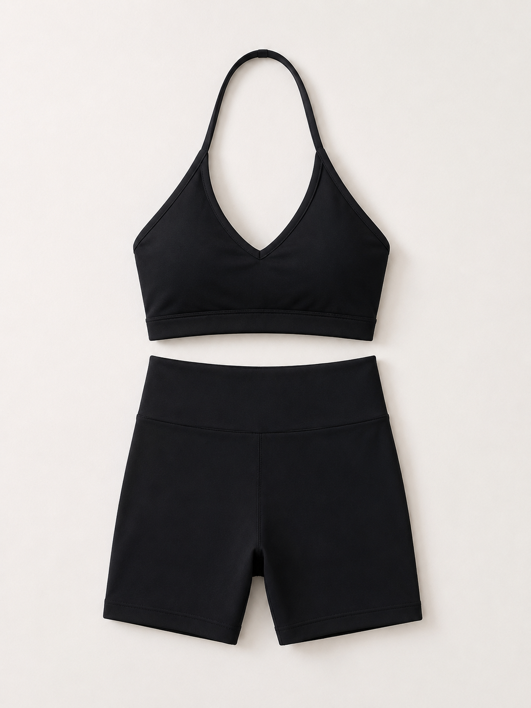 Women’s 2-Piece Halter Yoga Set – Sports Bra & High-Waisted Shorts