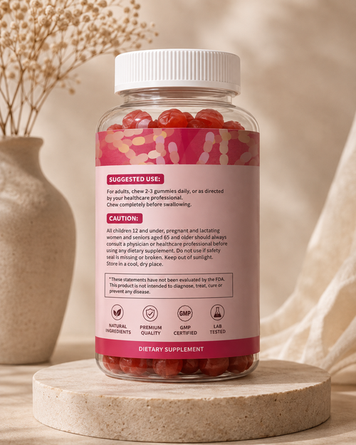 Aurelle Probiotic Fiber Gummies | Daily Gut Health Support | Apple Flavor | 60 Gummies
