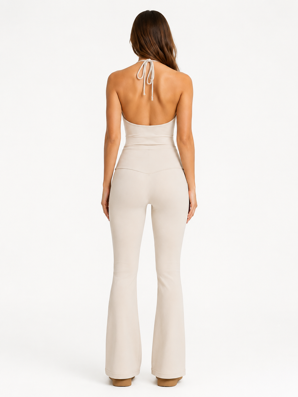 Aurelle Sculpt 2-Piece Set – Open-Back Top & Flared Leggings